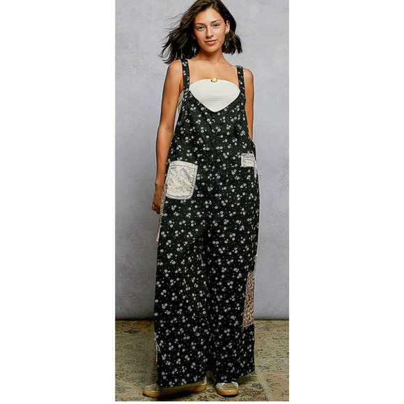 POL Womens Medium Denim Overalls Pants Patched Vintage Washing Pockets NEW - Picture 1 of 7